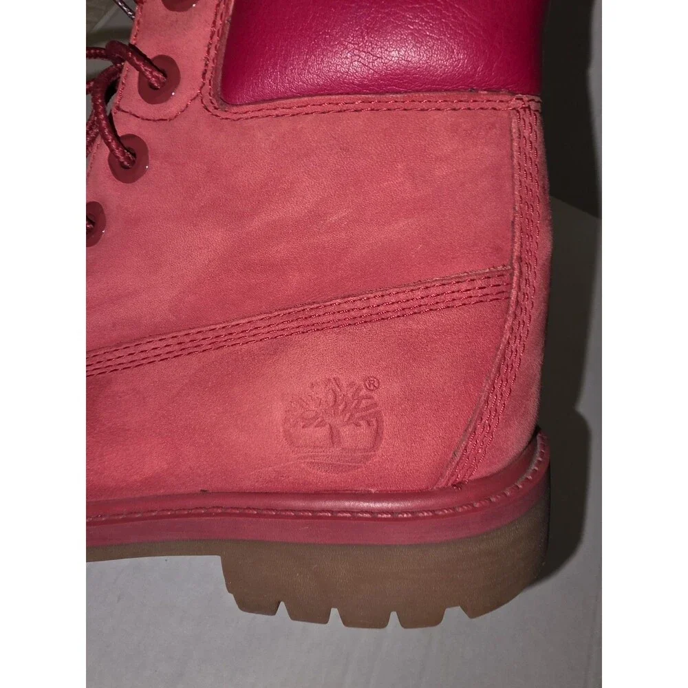 Timberland 6-Inch Premium Waterproof Boot Red Nubuck Style A13HV Youth Size 4.5